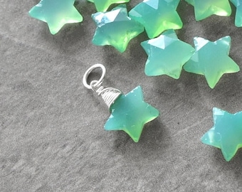 Bright Green Chalcedony Star Pendant - Celestial Shooting Star Charm - Outer Space Enthusiast - Zodiac Astrology and Astronomy