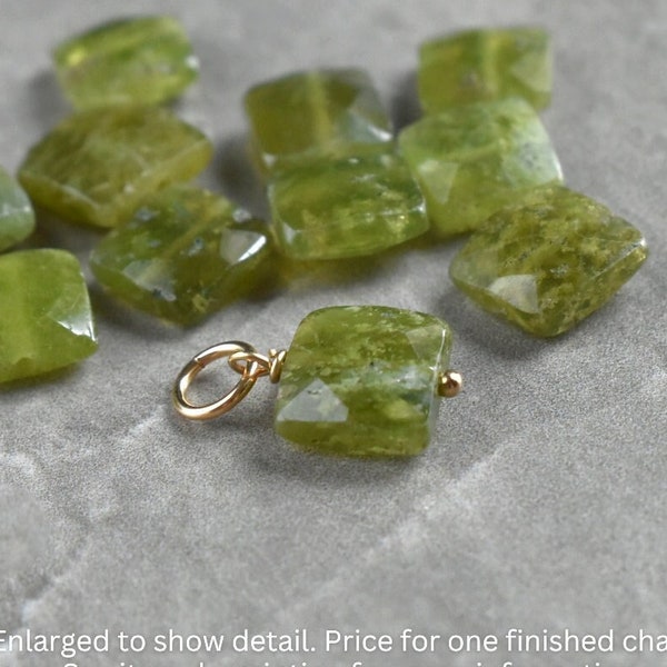 Rare Mineral - Olive Green Vesuvianite Idocrase Wire Wrapped Stone Charm Pendant - Unique Natural Stone Vessonite Gemstone Jewelry