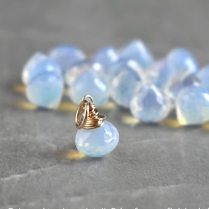 Icy White Opalite Charm for Bespoke Bracelet - Wire Wrapped Huggie Hoop Earring Charm Drop Dangle - Gift for Her Under 10