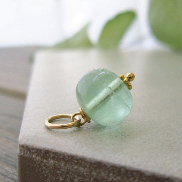 Blue Green Fluorite Jewelry - Light Green Fluorite Pendant - Green Stone Pendant - Sterling Silver Jewelry - 14k Gold Jewelry