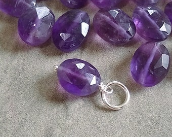 CLEARANCE - Dark Purple Amethyst Gemstone Pendant - Natural Amethyst Charm for Huggie Hoop Earring Dangle - Real Birthstone Jewelry