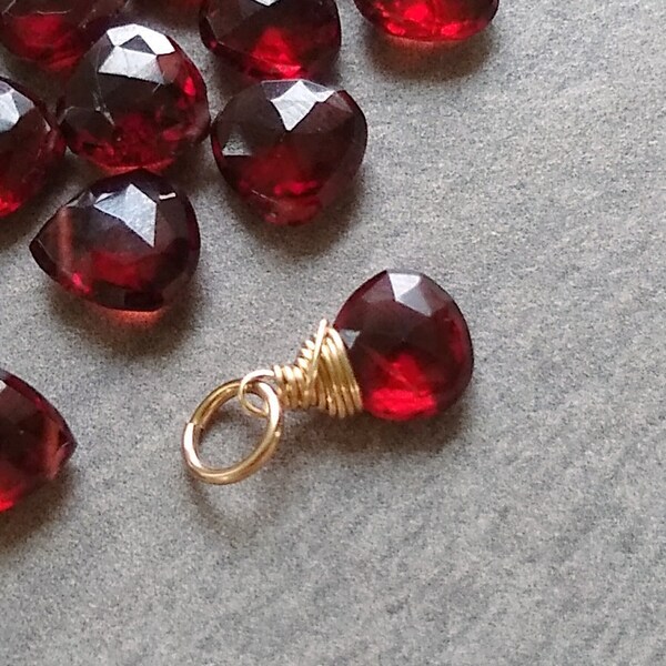 Dark Red Garnet Pendant - January Birthstone Garnet Jewelry - Birthstone Crystals and Stones - Sterling Silver Charms - 14k Gold Charms