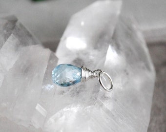 Md - Joyería con piedra natal de diciembre - Colgante de topacio azul natural - Joyería de topacio azul cielo - Colgante de plata de ley - Dijes de plata de ley
