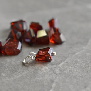 M - Wire Wrapped Dark Red Pyrope Garnet Charm for Necklace, Bracelet, Earrings - Natural Genuine Gemstone Jewelry - January Birthstone Charm