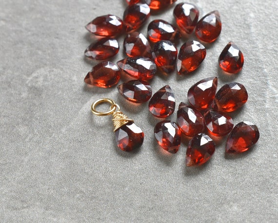S - Dark Red Garnet Birthstone Charms - January Birthstone Jewelry - Sterling Silver Charms - Mozambique Garnet Pendant - 14k Gold Charms
