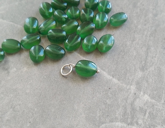 Dark Green Williamsite Serpentine Pendant - Wire Wrapped Pendant for Necklace Crafting - Semiprecious Stone Jewelry - JustDangles