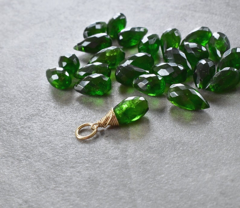 Dark Green Chrome Diopside Pendant Silver or 14K Gold Small Pendant Wire Wrapped Jewelry Handmade Healing Crystal Stone JustDangles image 1