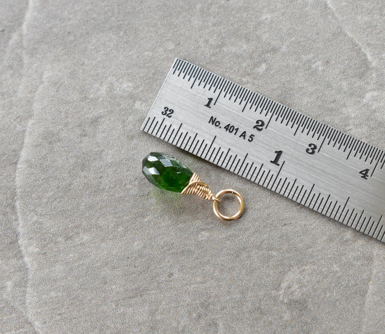 Dark Green Chrome Diopside Pendant Silver or 14K Gold Small Pendant Wire Wrapped Jewelry Handmade Healing Crystal Stone JustDangles image 4