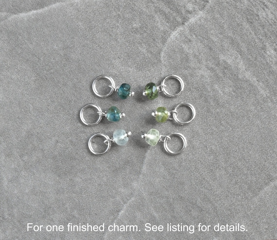 Tiny Solo - Yellow, Teal, and Green Sapphire Gemstone Charm for Huggie Hoop Earring, Necklace Bracelet Chain, Mom & Baby Family Birthstone
