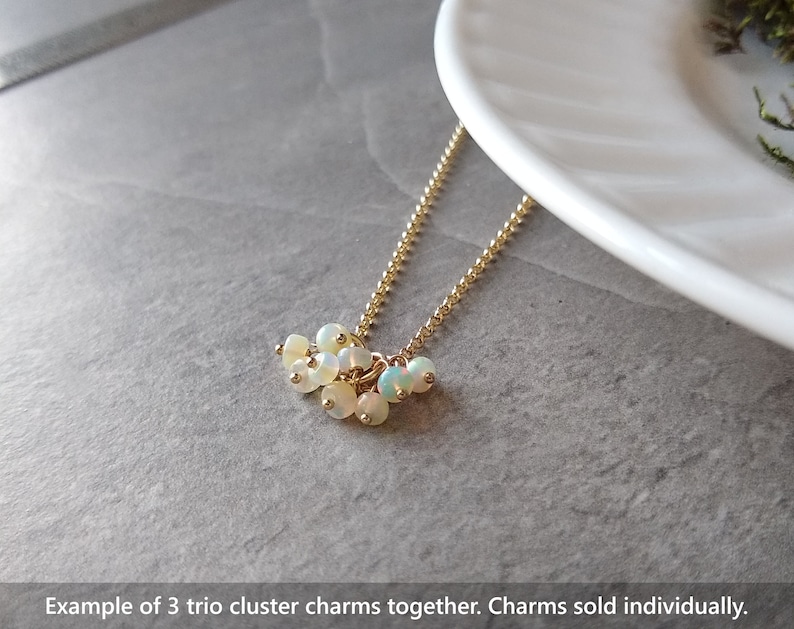 Tiny Trio MultiColor Opal October Birthstone Yellow Ethiopian Opal Jewelry Gold Natural Stone Charms in Silver xS and Rose Gold