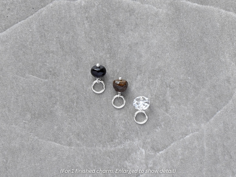 6-7mm Solo - Clear Quartz, Black Onyx, Brown Bronzite - Natural Stone Drops for Huggie Hoop Earring Dangles - Crystal Mineral Jewelry image 1