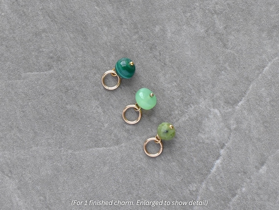 6-7mm Solo - Malachite, Green Chalcedony, Canadian Jade - Charm Drop for Huggie Hoop Earring, Purse Keyring, Necklace Chain, + MORE