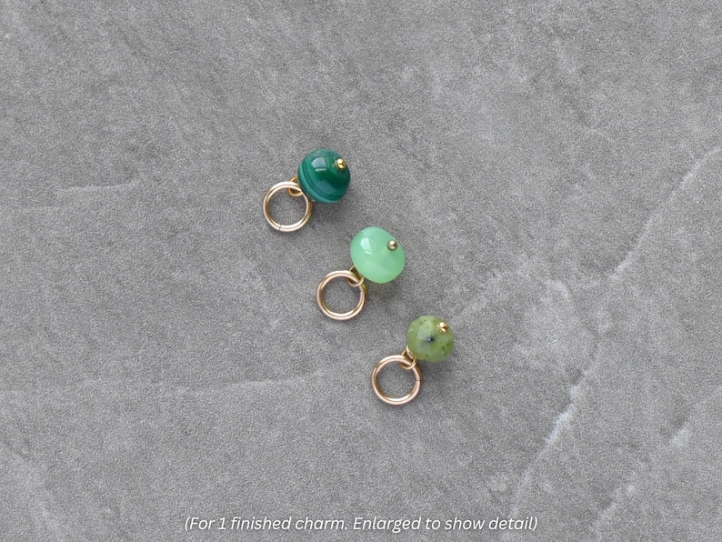 6-7mm Solo - Malachite, Green Chalcedony, Canadian Jade - Charm Drop for Huggie Hoop Earring, Purse Keyring, Necklace Chain, + MORE image 1
