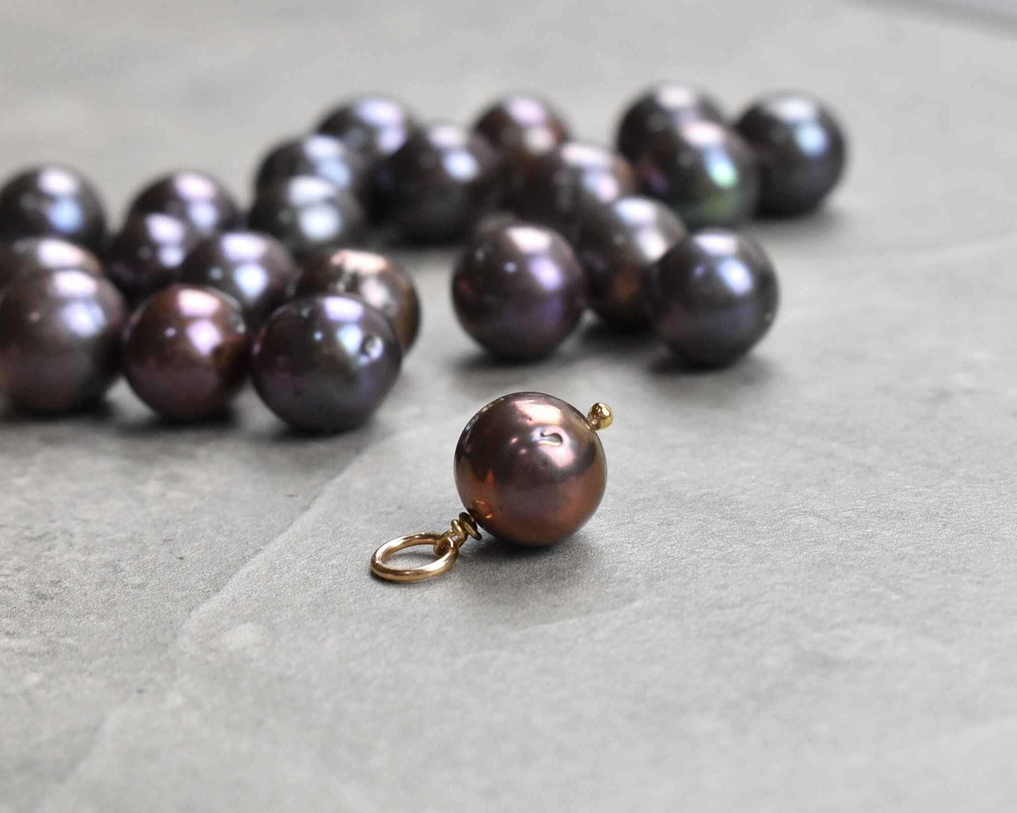 XL1 - Dark PURPLE Peacock Pearl Pendant for Necklace - Wire Wrapped Genuine Cultured Pearl Jewelry - June Birthstone - Silver 14k Gold