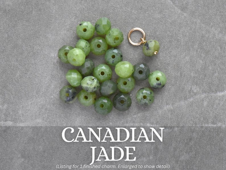 6-7mm Solo - Malachite, Green Chalcedony, Canadian Jade - Charm Drop for Huggie Hoop Earring, Purse Keyring, Necklace Chain, + MORE Canadian Jade