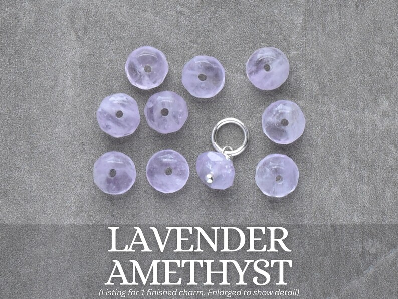 6-8mm Solo - Dark, Medium, Lavender Amethyst Charm Huggie Hoop Earring Dangle - Wire Wrap Everyday Jewelry - February Birthstone Pendant Lavender Amethyst