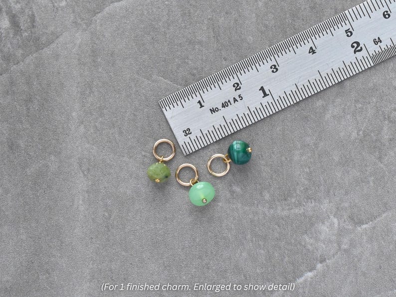 6-7mm Solo - Malachite, Green Chalcedony, Canadian Jade - Charm Drop for Huggie Hoop Earring, Purse Keyring, Necklace Chain, + MORE image 3