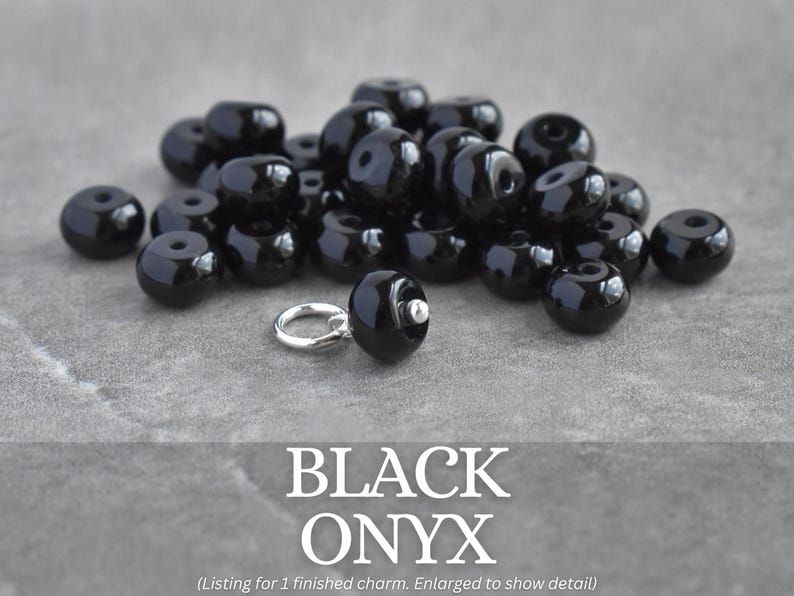 6-7mm Solo - Clear Quartz, Black Onyx, Brown Bronzite - Natural Stone Drops for Huggie Hoop Earring Dangles - Crystal Mineral Jewelry Onyx