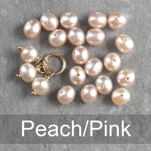 Tiny Trio Cluster Black Peacock, Peach, Grey, White Pearl June Birthstone Charm Freshwater Pearl Jewelry Dangle Charm Accent Peach Pink