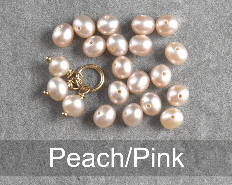 Tiny Trio Cluster Black Peacock, Peach, Grey, White Pearl June Birthstone Charm Freshwater Pearl Jewelry Dangle Charm Accent Peach Pink
