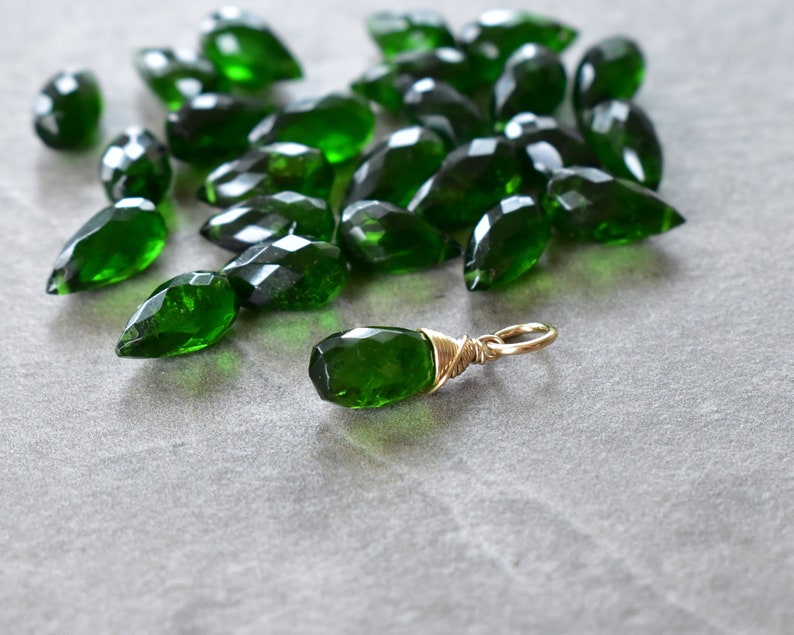 Dark Green Chrome Diopside Pendant Silver or 14K Gold Small Pendant Wire Wrapped Jewelry Handmade Healing Crystal Stone JustDangles image 3