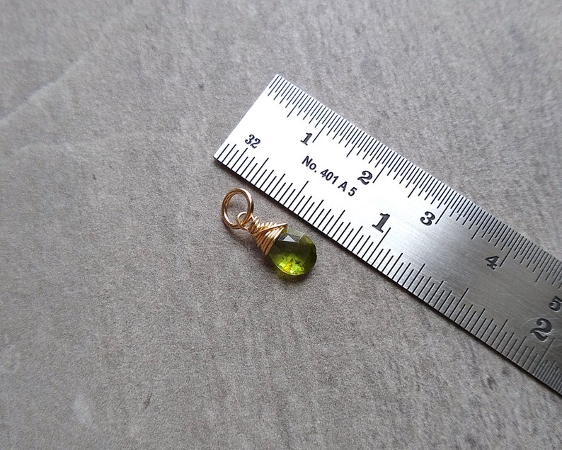 L Genuine Gemstone Peridot Gemstone Silver Solid 14k Gold Charm Wire Wrapped Jewelry Handmade Peridot August Birthstone Jewelry image 5