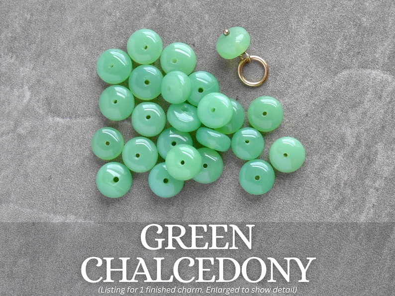 6-7mm Solo - Malachite, Green Chalcedony, Canadian Jade - Charm Drop for Huggie Hoop Earring, Purse Keyring, Necklace Chain, + MORE Green Chalcedony