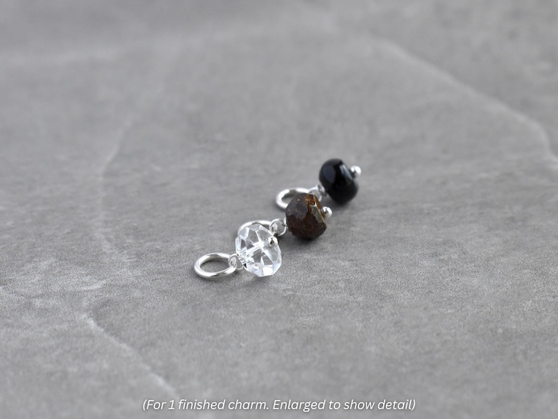 6-7mm Solo - Clear Quartz, Black Onyx, Brown Bronzite - Natural Stone Drops for Huggie Hoop Earring Dangles - Crystal Mineral Jewelry image 2