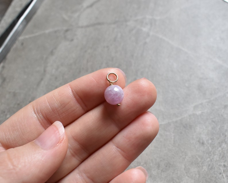 Smooth Light Pastel Pink Kunzite Charm for Necklace Chains Wire Wrapped Real Gemstone Jewelry Silver, 14k Gold Fill, Rose Gold Pendant image 3