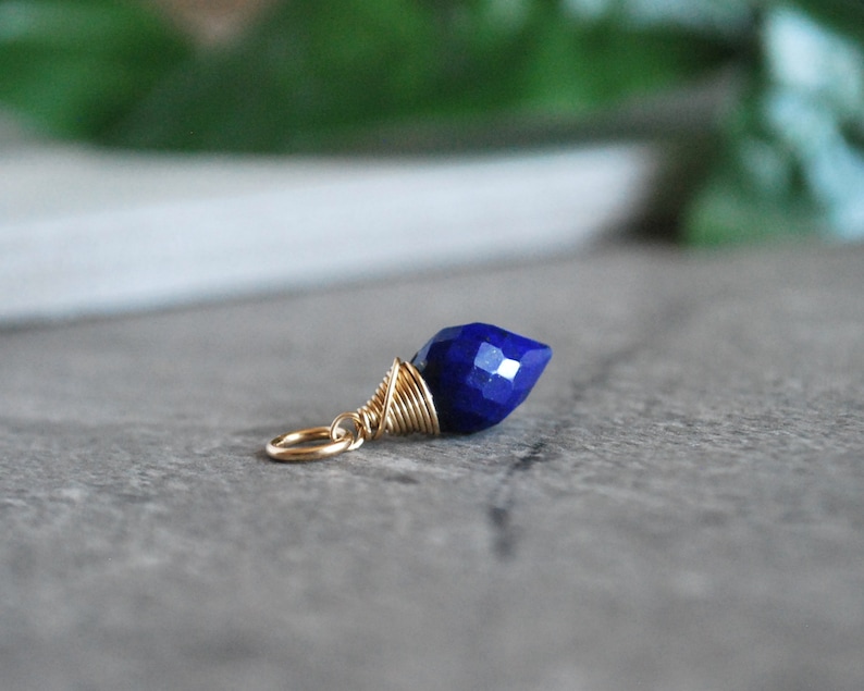 Blue Gemstone Pendant Sterling Silver Charms Cobalt Blue Lapis Lazuli Pendant Navy Blue Lapis Lazuli Jewelry Natural Stone Jewelry