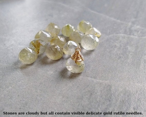 CLEARANCE - M - Golden Rutilated Quartz Pendant - Silver Charms - 14k Gold Charms - Natural Gemstone Jewelry Handmade - Wire Wrapped Jewelry