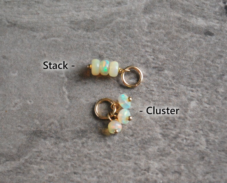 Tiny Trio MultiColor Opal October Birthstone Yellow Ethiopian Opal Jewelry Gold Natural Stone Charms in Silver xS and Rose Gold