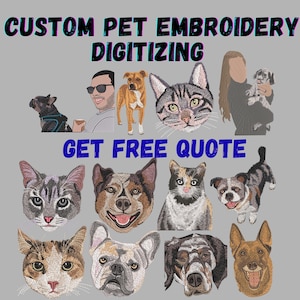 Custom Pet Embroidery Digitizing, Dog & Cat Portrait
