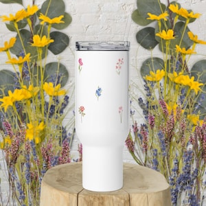 Wildflower Travel Mug: 40 oz Stainless Steel Tumbler with Handle