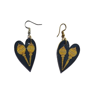 Hand-Painted Floral Drop Earrings: Lightweight Artsy Wooden Jewelry