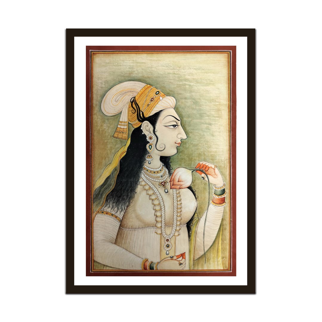 ムガル帝国の貴婦人ヌルジャハの絵画 – インド細密画、ラジャスタン