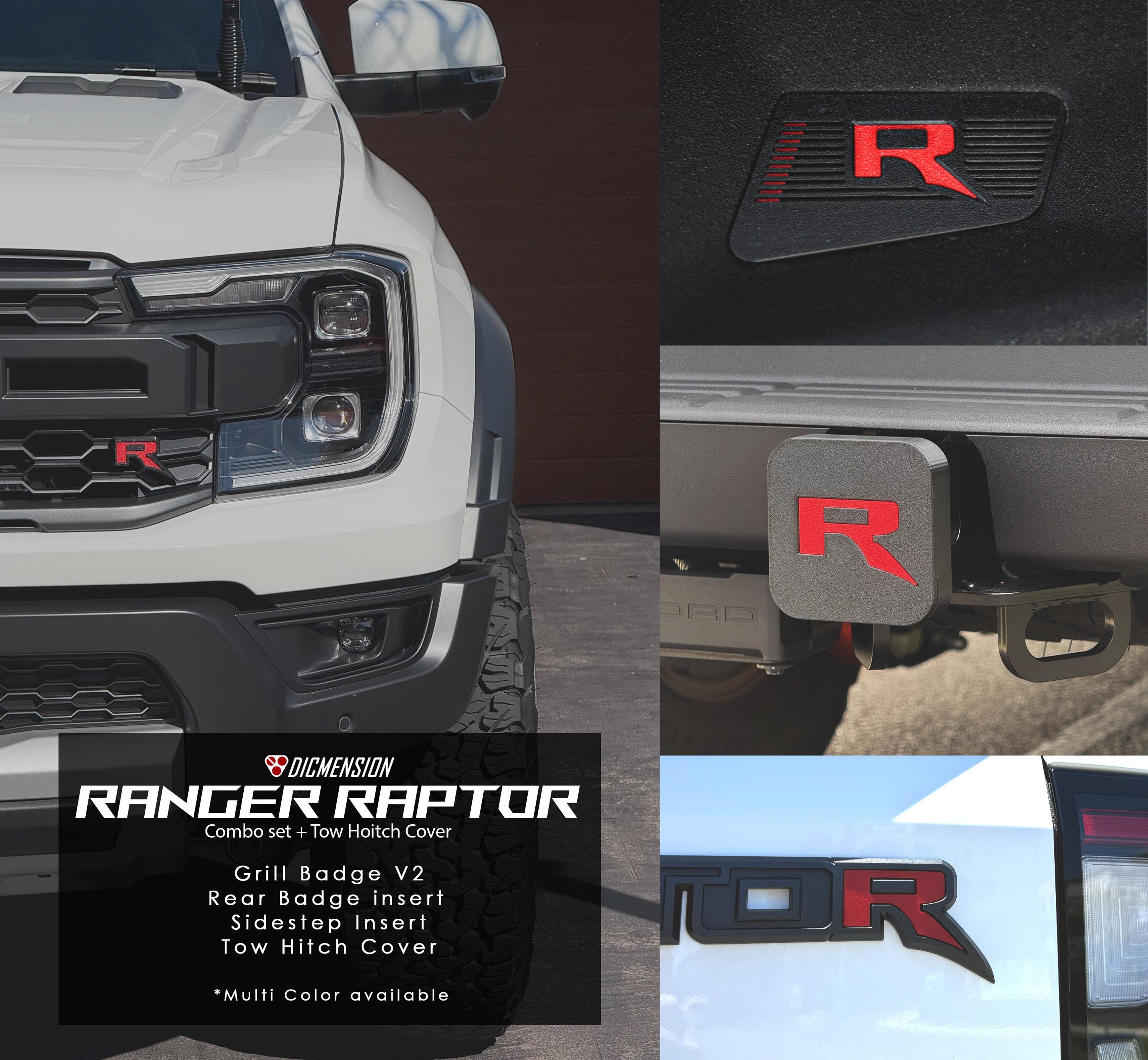 Ford Ranger Raptor badges combo set with Tow Cover