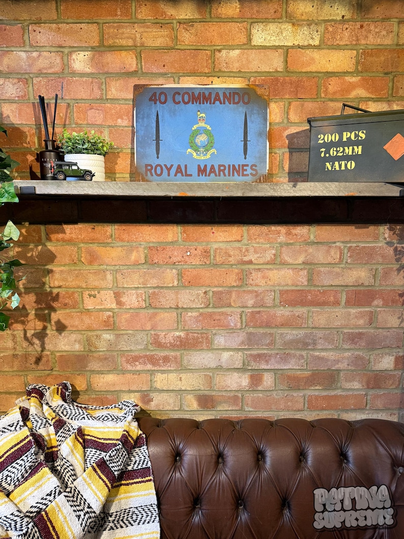 Commando Building Sign 40 Commando Royal Marines Station Sign: Real Rust Vintage Metal Art ...