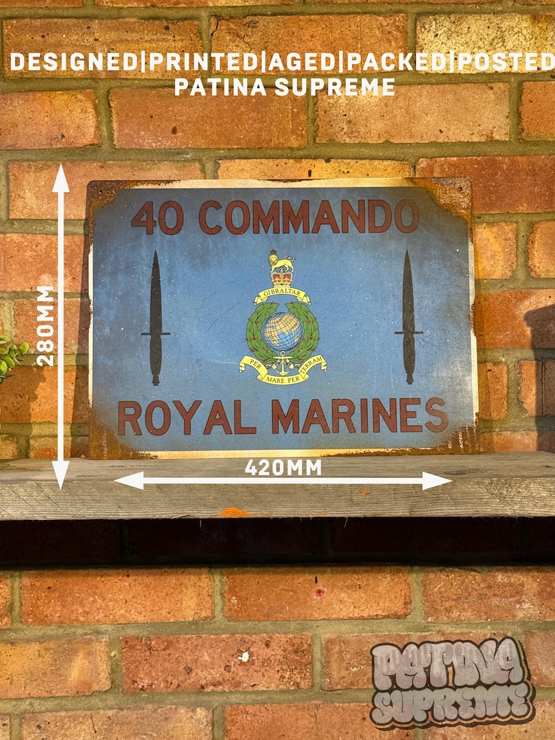 Commando Building Sign 40 Commando Royal Marines Station Sign: Real Rust Vintage Metal Art ...