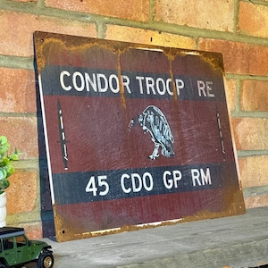 45 Commando Group Condor Sign: Real Rust Vintage Metal Wall Art Royal Marines Arbroath