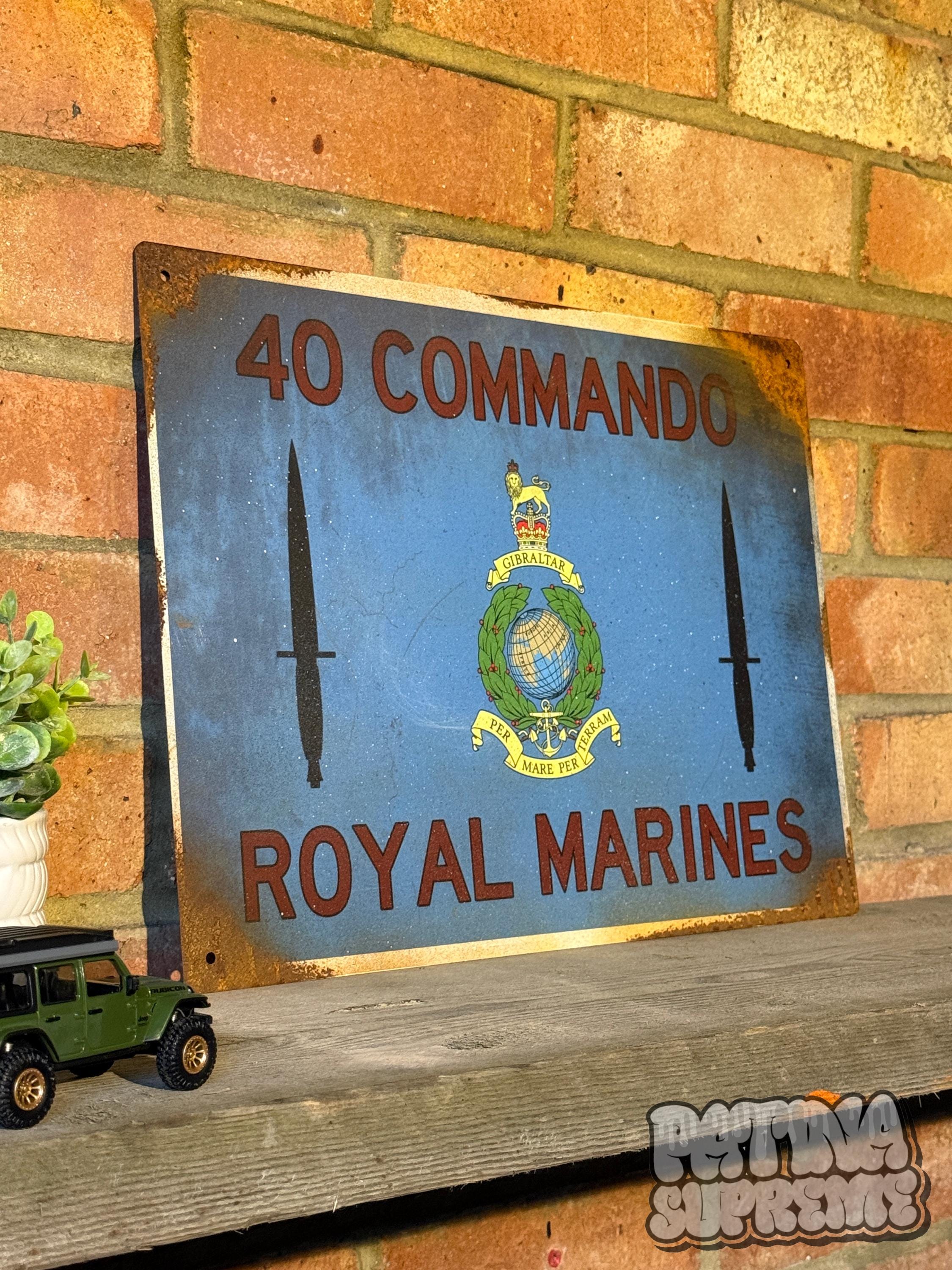 Commando Building Sign 40 Commando Royal Marines Station Sign: Real Rust Vintage Metal Art ...