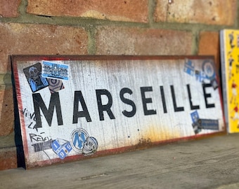 Olympique de Marseille Football : Vintage Style Real Rust Metal Wall Art Les Olympiens Ultras