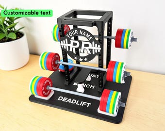 Power Rack PR Tracker / Customizable Text / Personal Record Display / Fitness Motivation / Realistic 1:10 Scale / Squat Bench Press Deadlift