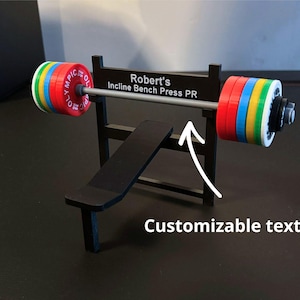Incline Bench Press PR Personal Record tracker / Fitness motivation / Realistic 1:10 scale