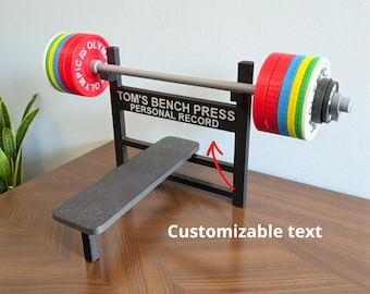 Bankdrukken PR Personal Record-tracker / Fitnessmotivatie / Realistisch schaal 1:10