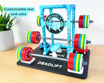 Power Rack PR Tracker / Custom Colors / Personal Record Display / Fitness Motivation / Realistic 1:10 Scale - Squat, Bench Press & Deadlift
