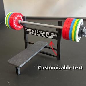 Bench Press PR Personal Record tracker / Fitness motivation / Realistic 1:10 scale