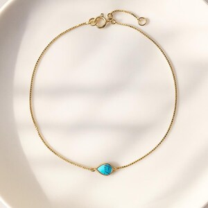 Turquoise Bracelet: 925 Sterling Silver, Gold Minimalist Boho Jewelry
