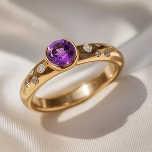 Amethyst & CZ Sterling Silver Ring: February Birthstone Cocktail Ring
