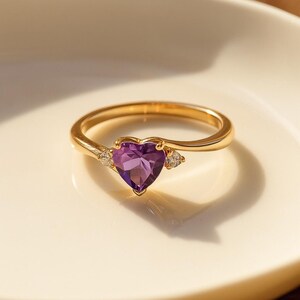 Amethyst Heart Ring: 925 Sterling Silver February Birthstone